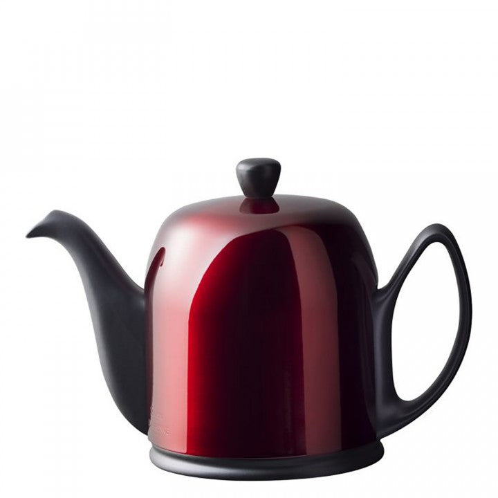 Guy Degrenne Salam  - Black Base, Cranberry Red Cover  6 Cup Teapot
