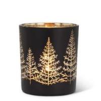 Candle Holder,   Black & Gold Trees