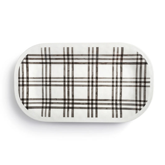 Tray, Black Plaid Melamine