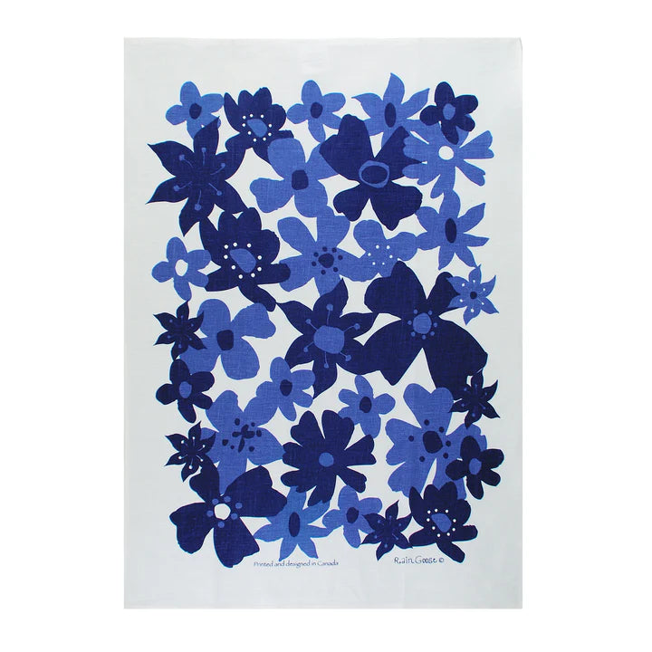 Tea Towel, Rain Goose, Linen,  Blue Flowers