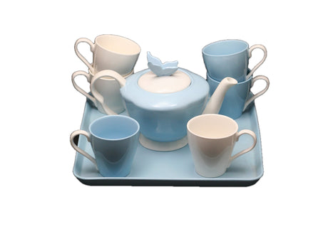 Tea Set, 9 pc Blue & White