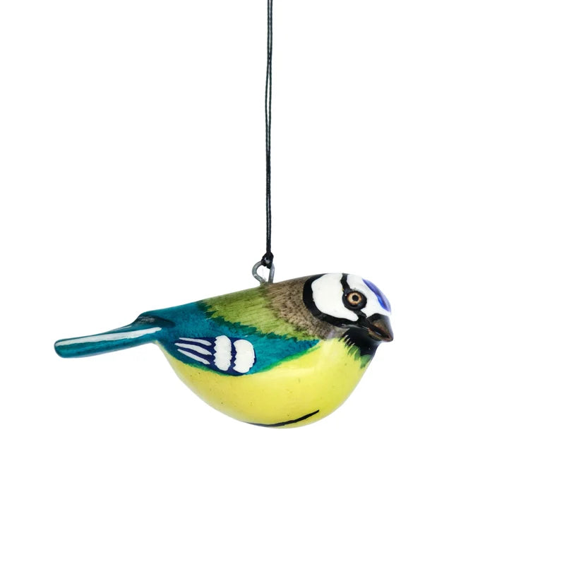 Ornament, Hand Carved Blue Tit