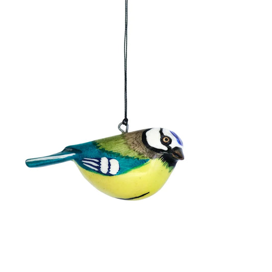 Ornament, Hand Carved Blue Tit