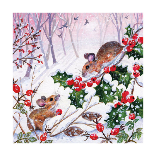Card Boxed, Christmas; Woodland Mice & Holly