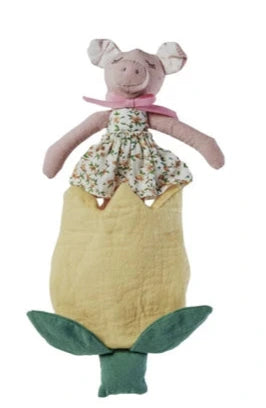Plush,  Piggy in a Yellow Tulip Pocket