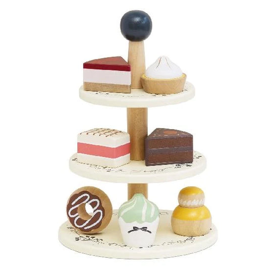 Childrens 3 Tier Patisserie Cake Stand with Cakes, Cookies, Pastries & Donut