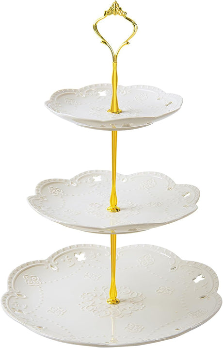 Cake Stand, 3 Tiered Lace Round