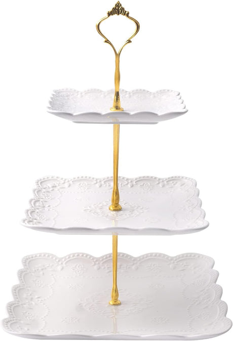 Cake Stand, 3 Tiered Lace Square