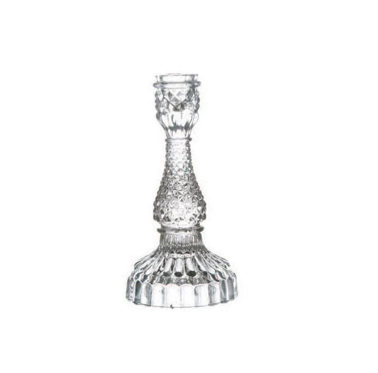 Candle Holder,   Bella Taper Holder, Clear Glass Medium