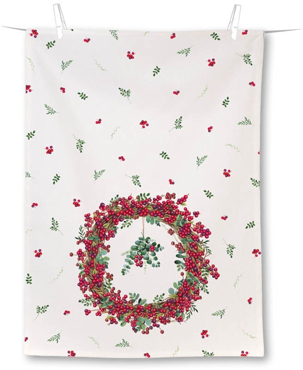 Tea Towel, Berry Wreath