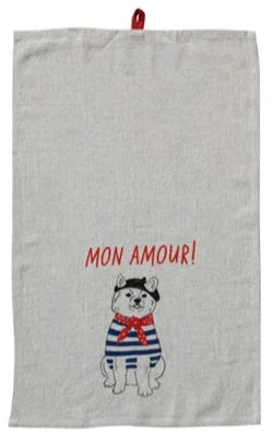 Tea Towel, Woven Linen Blend, Mon Amour