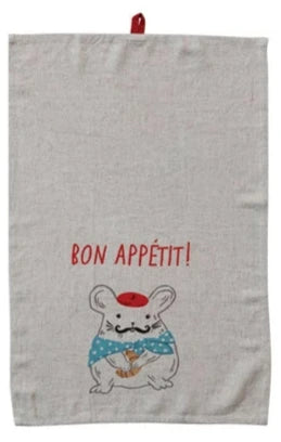 Tea Towel, Woven Linen Blend, Bon Appetit