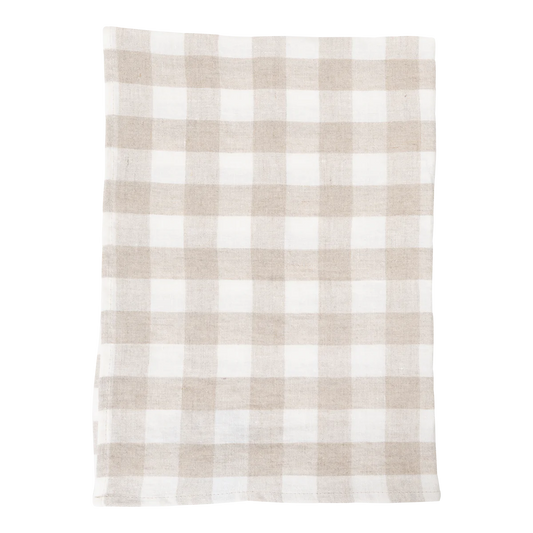 Tea Towel, Linen, Tuile, Taupe with Ivory