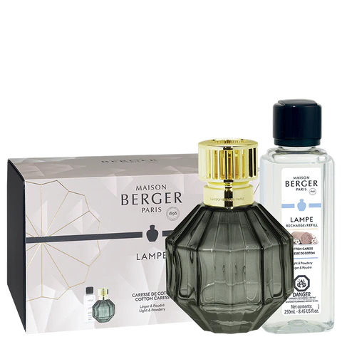Maison Berger Paris,  Lamp:  Facette Black Lamp Gift Set w/Cotton Caress