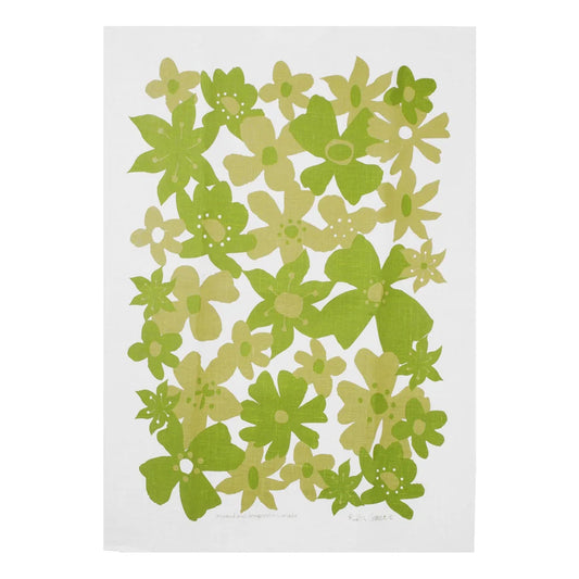 Tea Towel, Rain Goose, Linen,  Green Flowers