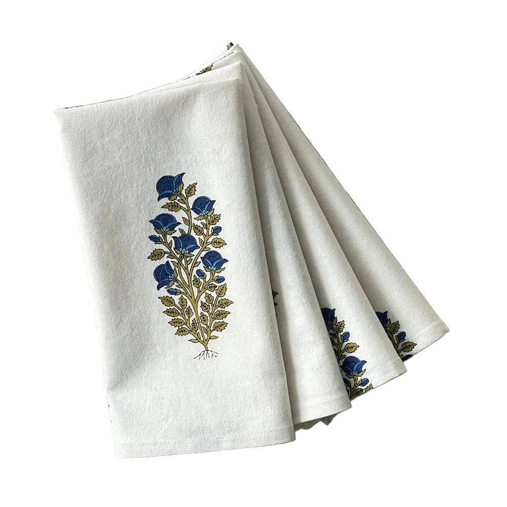 Napkin, Fabric, Flower Motif, Set of 4