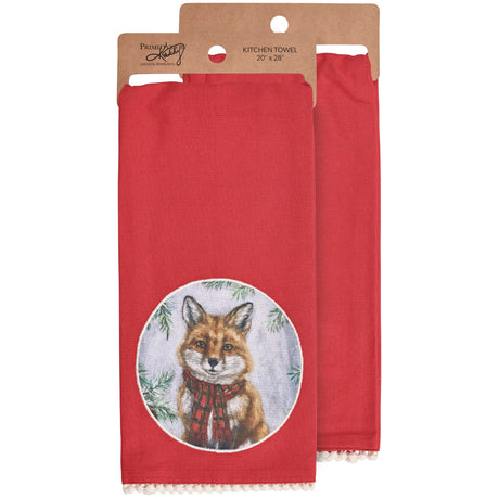 Tea Towel, Fox/Holiday Scarf