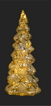 Tree;  Frosted Golden Glass  with lights  12"