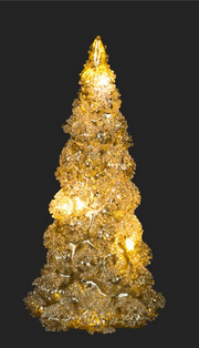 Tree;  Frosted Golden Glass  with lights  8"