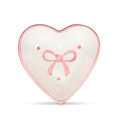Teabag Holder / Tidy, small plate; Heart with Bow