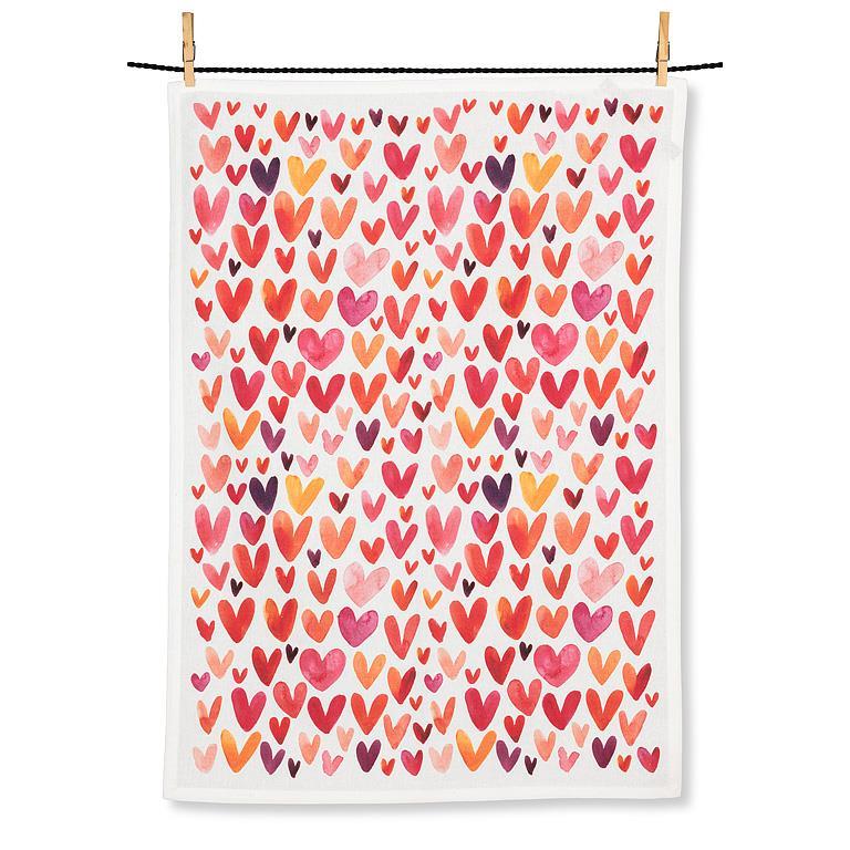Tea Towel, Colourful Hearts