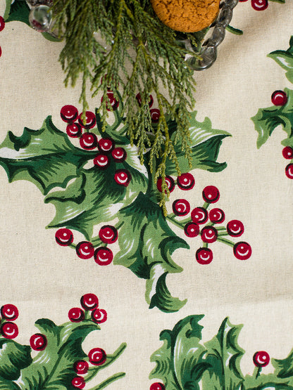 Tablecloth, April Cornell, Holly Green ROUND Tablecloth 88"