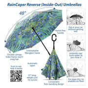 RainCaper Reverse Opening Umbrella,  Vincent van Gogh Irises