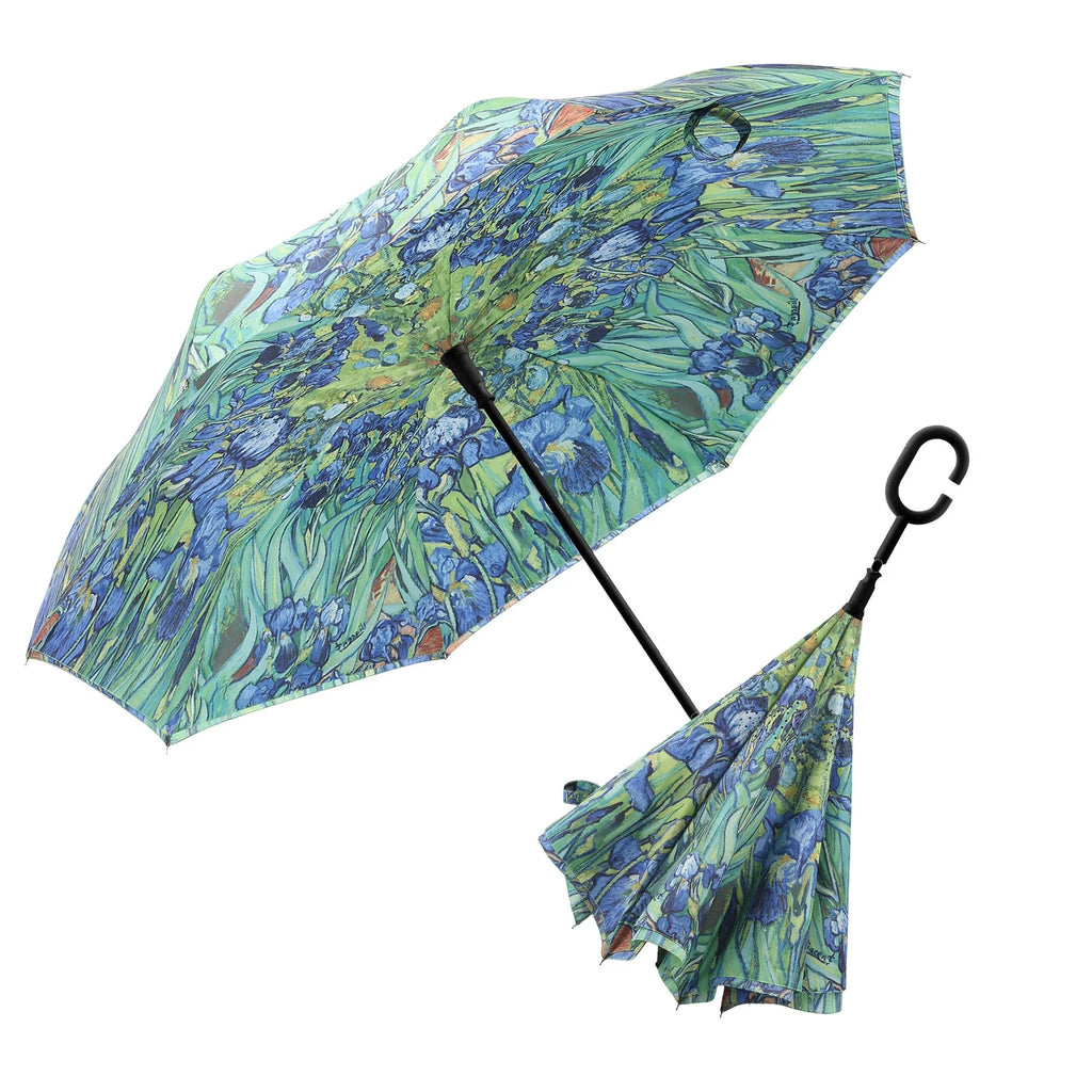 RainCaper Reverse Opening Umbrella,  Vincent van Gogh Irises