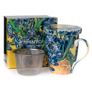 Mug;  Tea Mug with Infuser and Lid, Van Gogh Irises by McIntosh