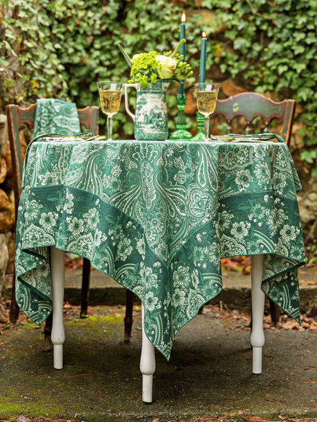 Tablecloth, April Cornell, Kashmir Paisley Ivy SQUARE Tablecloth 54X54"