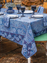 Tablecloth, April Cornell, Kashmir Paisley Navy RECTANGLE Tablecloth 60x90"