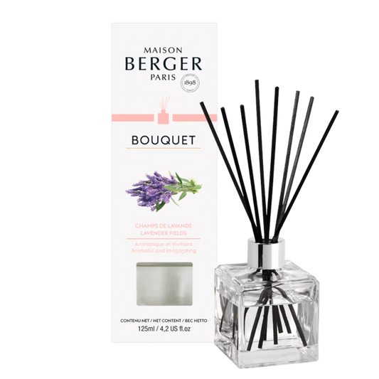 Maison Berger Paris,  Reed Diffuser: Clear Glass Cube w/Lavender Fields
