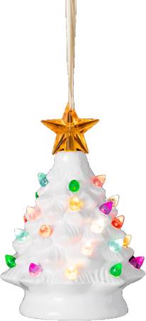 Ornament, Ceramic White Christmas Tree,  LED