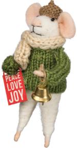 Mouse Ornament, Peace, Love, Joy