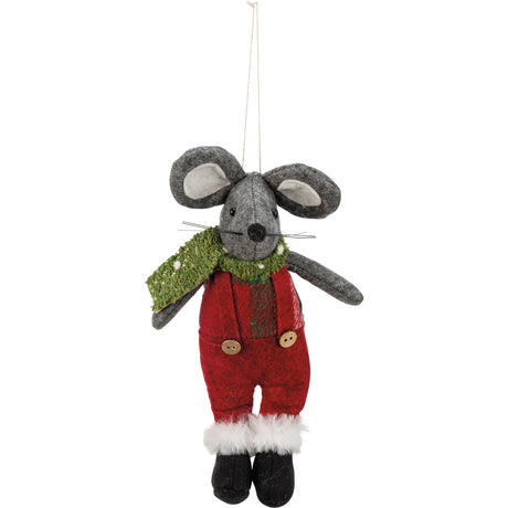 Mouse Ornament, Red Overalls