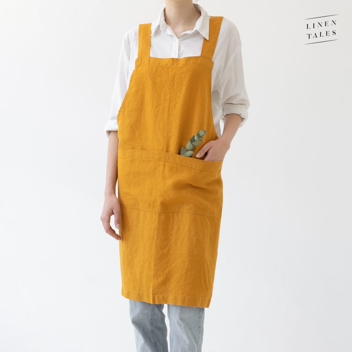 Apron, Linen Crossback,  Mustard