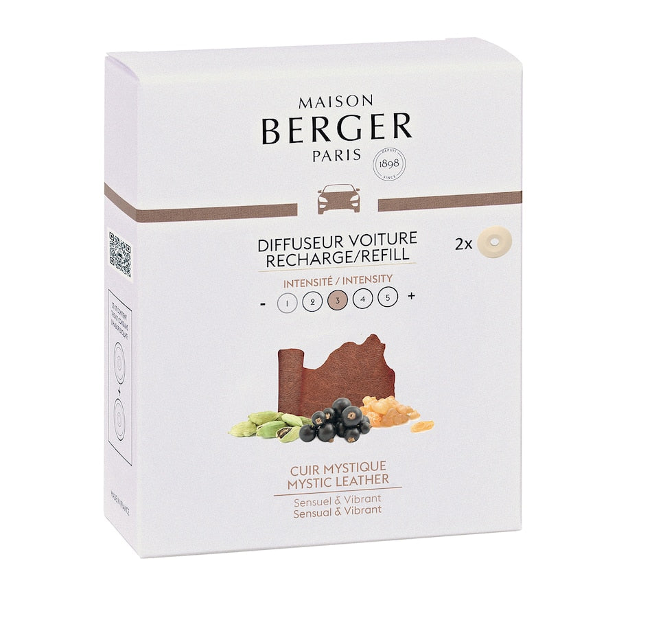 Maison Berger Paris,  Car Diffuser Refill, Mystic Leather