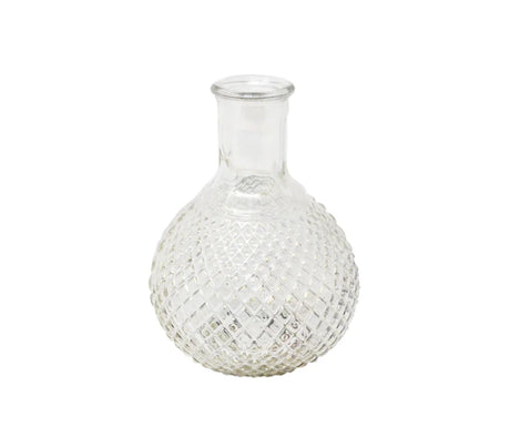 Vase, Round Embossed Glass with Iridescent LED