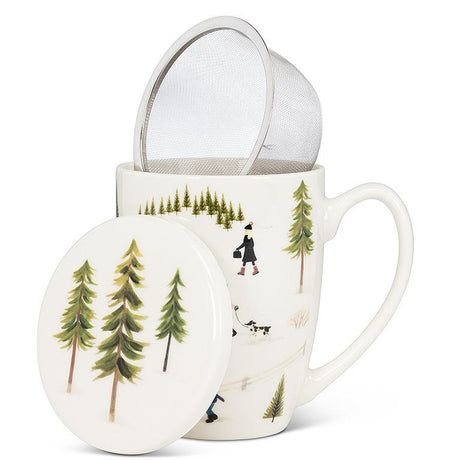 Mug;  Tea Mug with Infuser and Lid, "Outdoors"