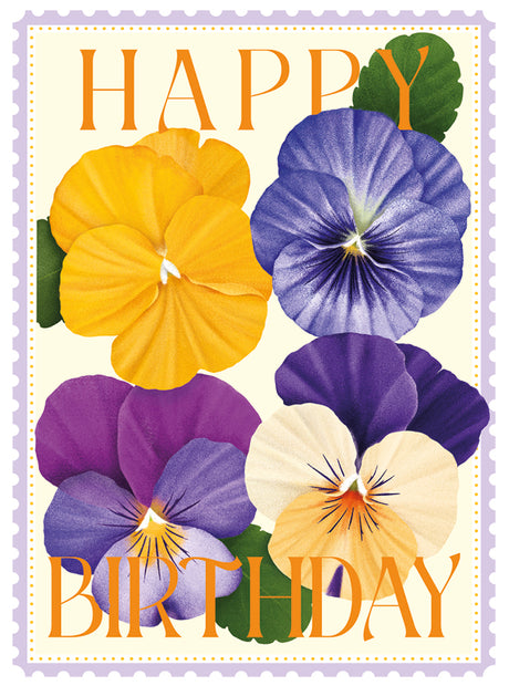 Card, Birthday, Happy Birthday Pansies