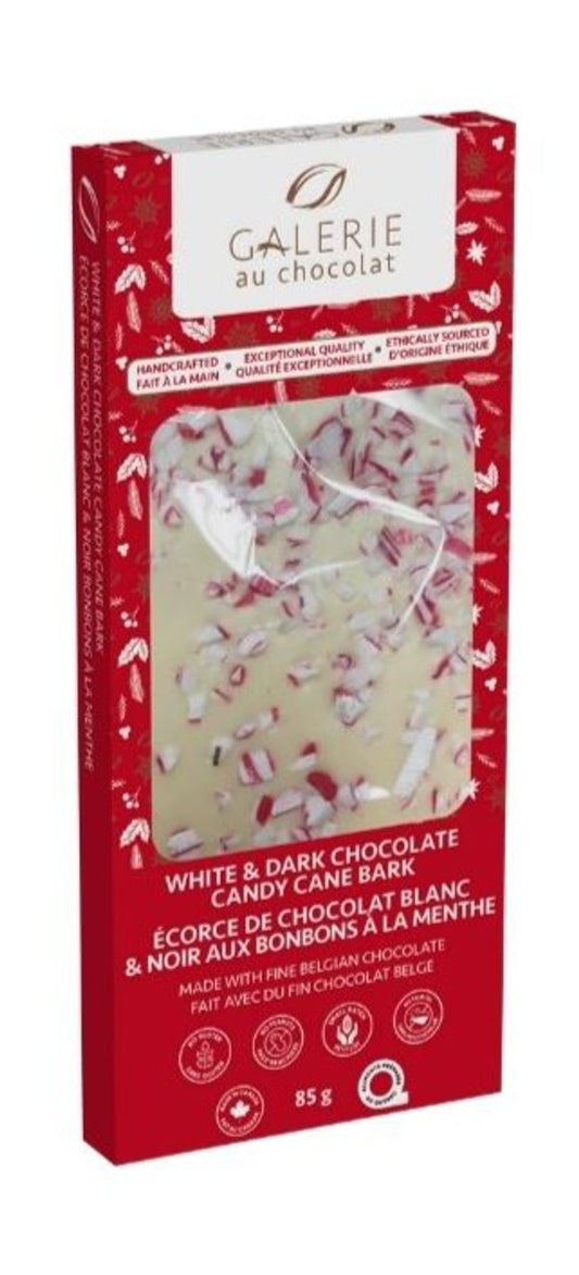 Galerie au Chocolate, White & Dark Chocolate with Peppermint & Candy Cane Bark Bar