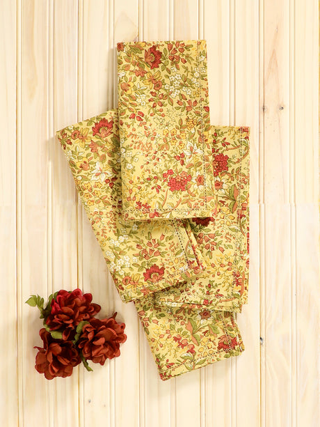 SET OF 4 APRIL CORNELL 24 CLOTH NAPKINS FRENCH PAISLEY RED 100% COTTON  INDIA