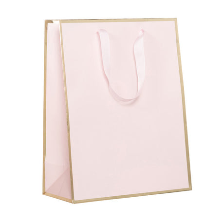 Gift Bag,  Pink with Gold Trim