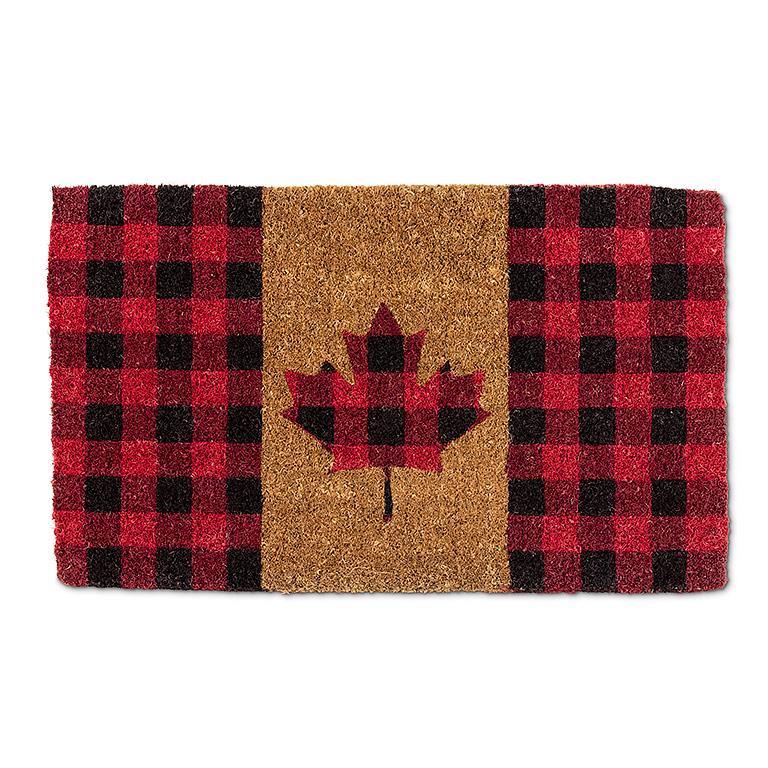 Coir Doormat  Plaid Maple Leaf