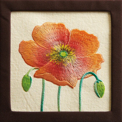 Card, All Occasion, Blank,  Framed Emboidered Poppy