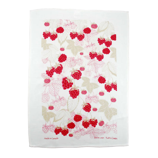 Tea Towel, Rain Goose, Linen, Raspberries