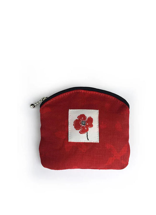 Coin Purse Cosy,  Rain Goose, Linen, Red Poppy