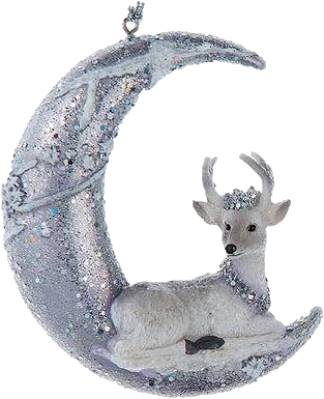 Crescent Moon,  Reindeer Deer Ornament