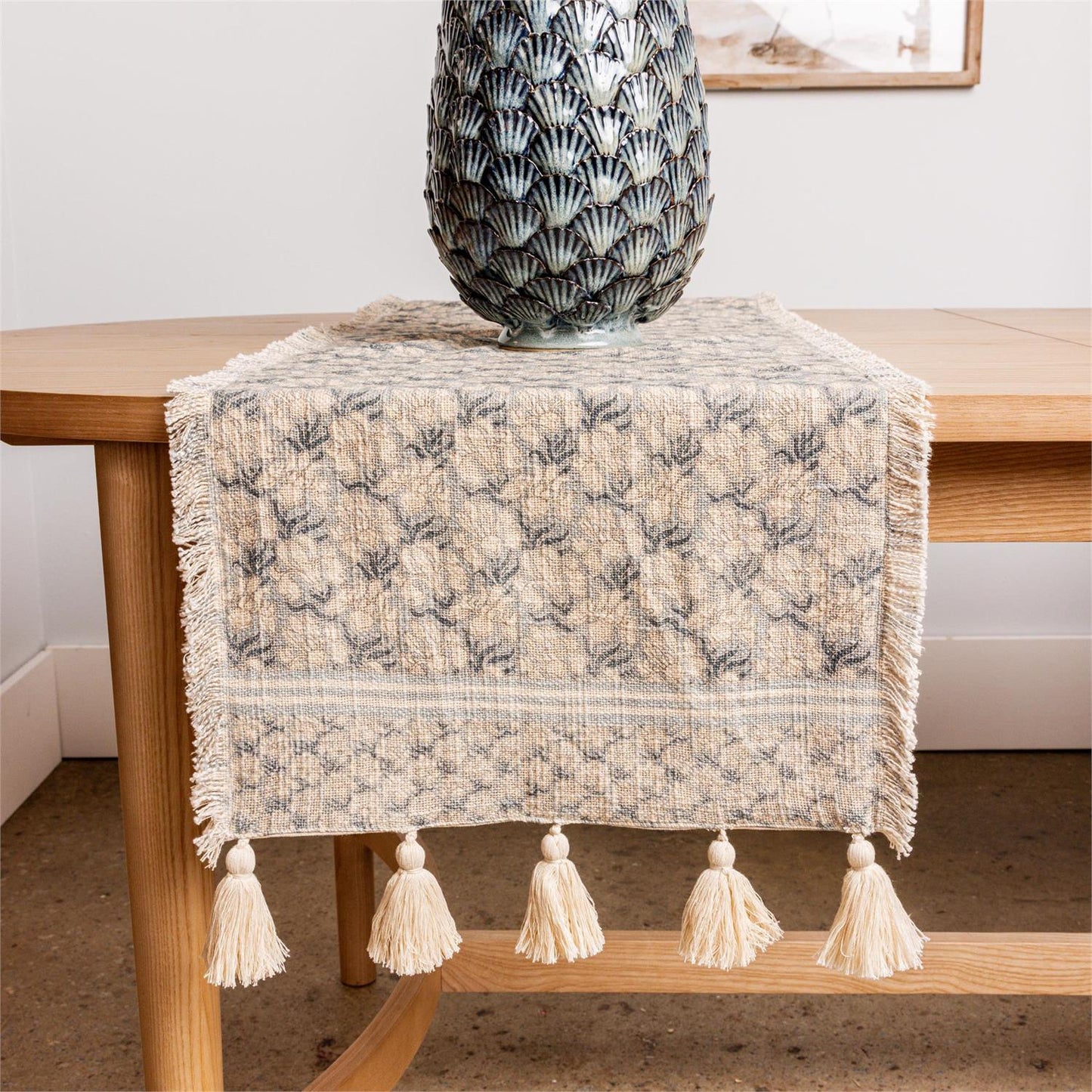 Table Runner, Windward Blue Block Print