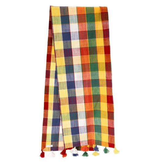 Table Runner, Colour-pop Plaid with Tassles